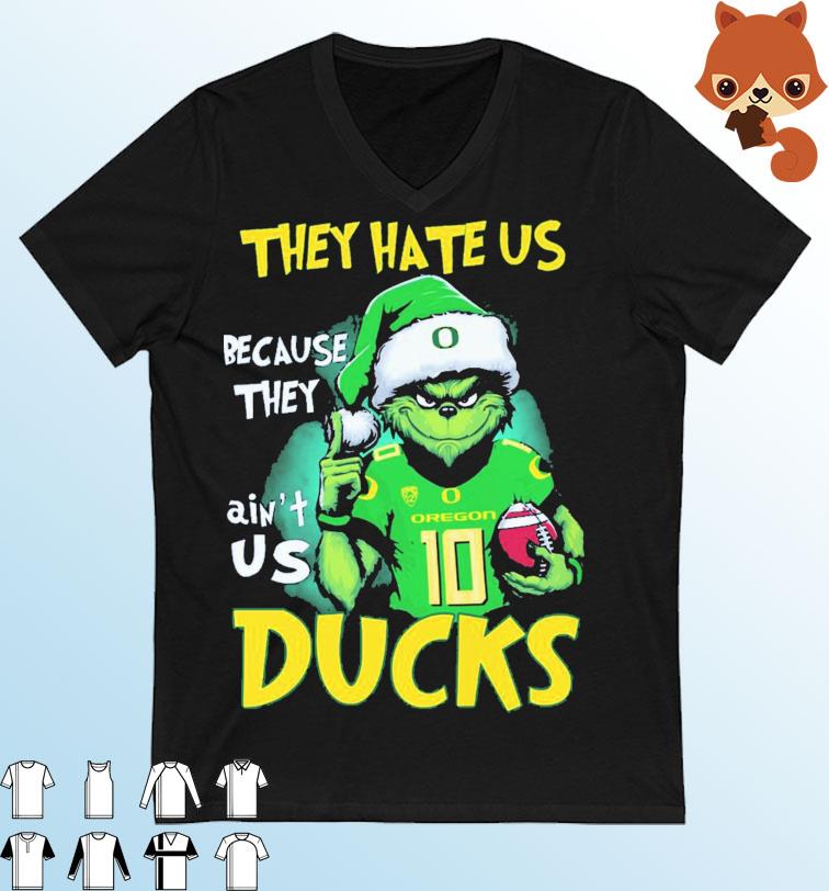 Official They Hate Us Because Ain't Us Oregon Ducks The Grinch Christmas Shirt