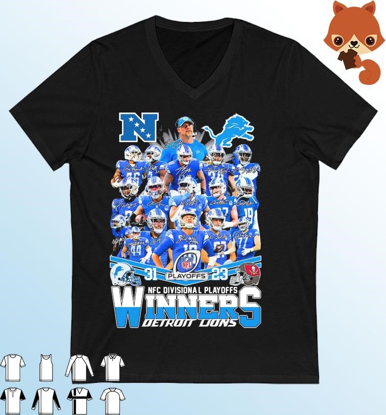 Detroit Lions Defeat Tampa Bay Buccaneers 2023 NFL Divisional Playoffs Winners Signatures Shirt