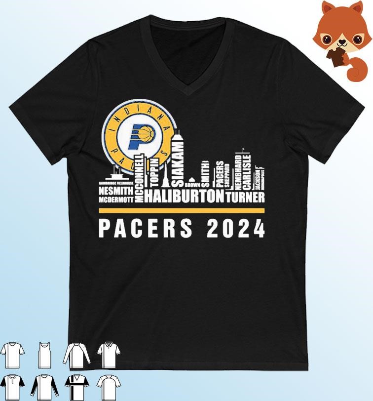 Official Pacers 2024 Skyline Indiana Pacers Players Name Shirt