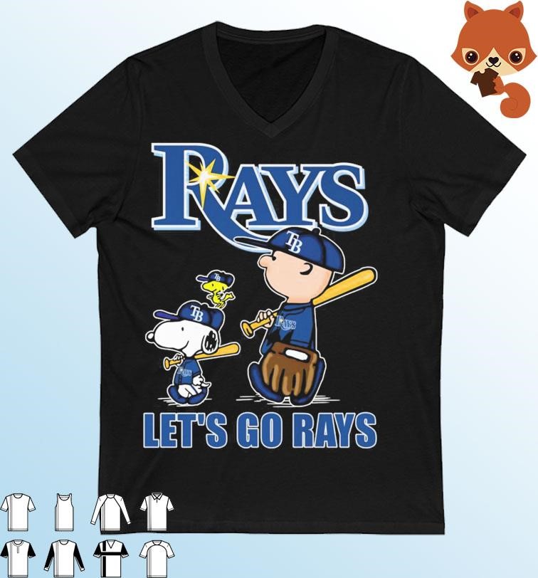 Official Peanuts Characters Tampa Bay Rays Let's Go Rays Shirt