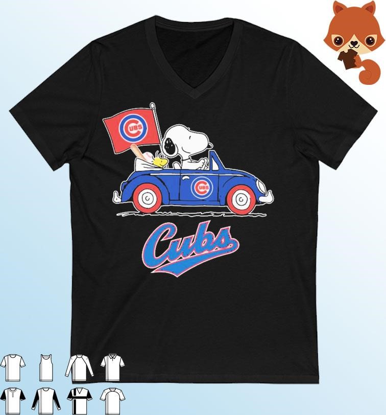 Official Peanuts Snoopy And Woodstock On Car Chicago Cubs 2024 Shirt
